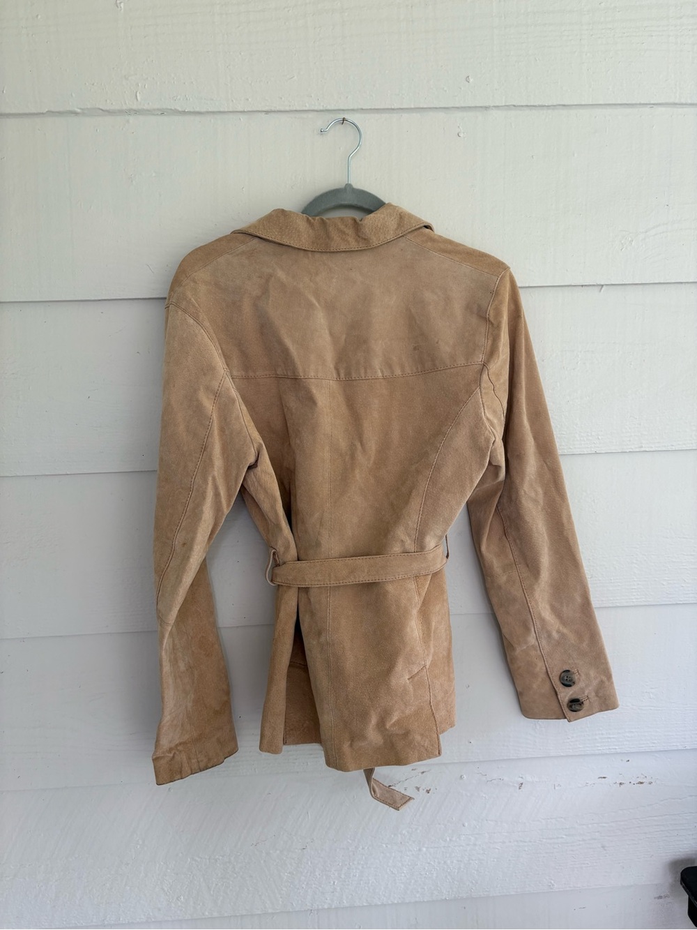 Vintage Wilsons Tan Suede Leather Belted Jacket Size M Western Boho Equestrian - Picture 8 of 10